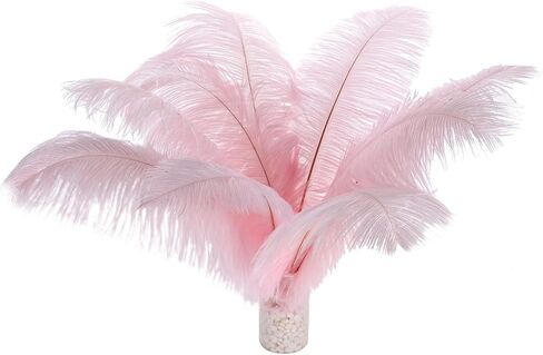 Happy Feather Natural Ostrich Feathers Centerpiece 14-16 inch for Wedding Home Party Decoration, DIY Craft-White- Pack of 10 in Saudi Arabia