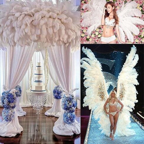 10pcs Natural Ostrich Feathers Plume 16-18inch(40-45cm) for Wedding Centerpieces Home Decoration (40-45cm,Red) in Saudi Arabia