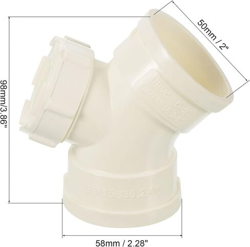 PATIKIL 4" 45 Degree Elbow Pipe Fitting with Opening, 2 Pcs Right Angle Splitter Duct Hose Connector for Drain Tubes, Drip Systems, White in Saudi Arabia