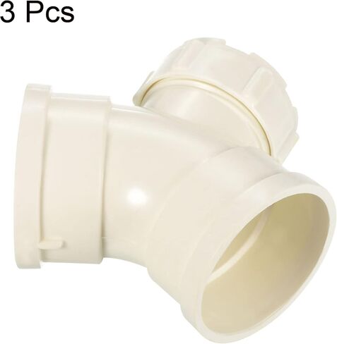 PATIKIL 4" 45 Degree Elbow Pipe Fitting with Opening, 2 Pcs Right Angle Splitter Duct Hose Connector for Drain Tubes, Drip Systems, White in Saudi Arabia