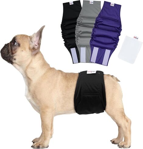 Washable Belly Band for Male Dogs,Pack of 3 High Absorbing Male Dog Diapers & Adjustable Strap Reusable Male Puppy Wraps for Small Dogs U-DM04S in Saudi Arabia