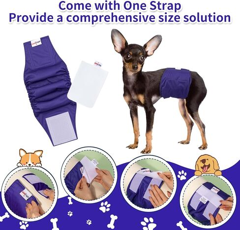 Washable Belly Band for Male Dogs,Pack of 3 High Absorbing Male Dog Diapers & Adjustable Strap Reusable Male Puppy Wraps for Small Dogs U-DM04S in Saudi Arabia