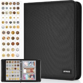 JoyHood Coin Collection Book Holder for Collectors - 400 Coins Pockets+15 Bills Pockets, Coin Collection Organizer Storage Box Case Album for 20/25/ 27/30/ 38mm Coin in Kuwait