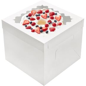 Hzzycaxli 10pcs Cake Boxes 12 Inch,12x12x10in Tall Cake Boxes with Window,10in 12in White Bakery Boxes with Lids,Large Baking Boxes,Square Bakery Boxes for Multi-Layer Cakes in Kuwait