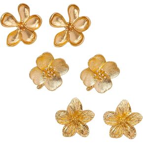 Gold Big Flower Dangle Earrings Boho Flower Statement Earrings Irregular Petal Earring Unique Trendy Wedding Holiday Jewelry ﻿ in Kuwait