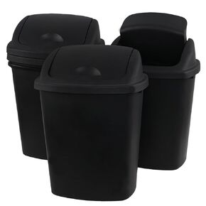 Idotry 4-Pack 6 Gallon Swing Top Waste Bin, Black Plastic Trash Can Garbage Bin with Lid for Bathroom, Office, Kitchen in Saudi Arabia