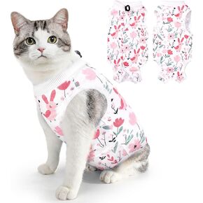 SlowTon Cat Recovery Suit - Cat Onesie for Cats After Surgery Female Male, Kitten Clothes Cat Surgical Spay Suit Abdominal Wounds, E-Collar Alternative Cats Bodysuit Anti-Licking (Light Blue, M) in Kuwait