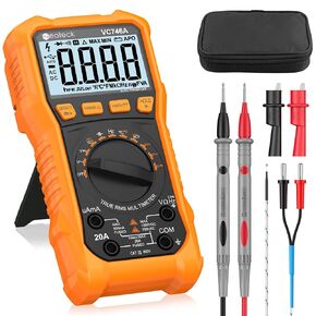 Neoteck 6000 Counts Digital Multimeter for DC AC Voltage/Current TRMS Voltmeter with Test Probe Auto Range Multimeter with NCV Live for Temperature Capacitance Resistance Diode Continuity-Orange in Kuwait