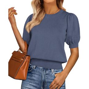 Prettygarden Womens Tops Spring 2025 Summer Puff Sweve Sweater Sweater Crewneck Knit Work Rloeses Dary Dasy Nature Strendy Stirts in Kuwait