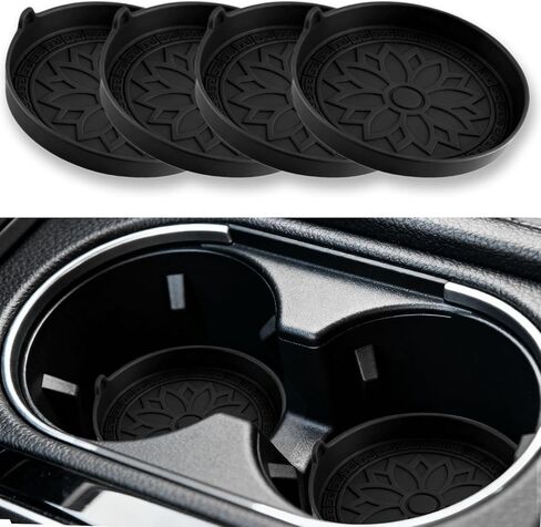 4 PCS CAR CUP COSTERS ، CPPRODILIG Black Cup Sets ، Accessories Car Exclists Interior Silicone Universal Cup For Women and Men (Black) in Saudi Arabia