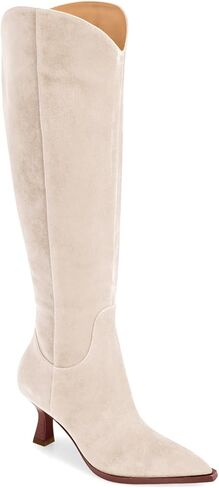 Coutgo Womens Knee High Boots Histten Heel مدببة إصبع القدم طويل القامة أحذية الجانب السوستة السوستة الخريف in Saudi Arabia