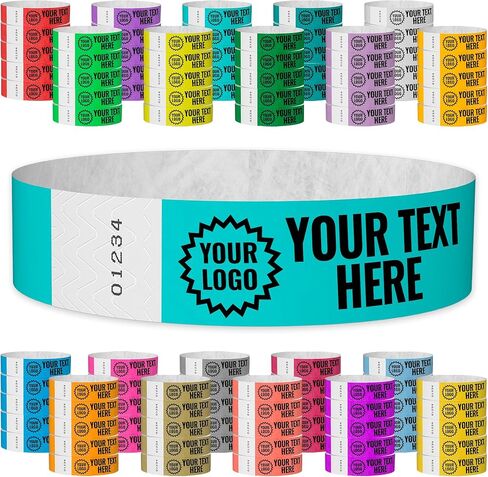 WristCo Gold Custom Imprint Wristbands - 100 Count Tyvek ¾" x 10"- Add Any Text Logo and Image & Receive Printed Wrist Band Bracelets for Events Concert Party Festival Security Admission VIP in Saudi Arabia