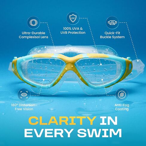 قناع Clear'r Perspective للبالغين - ملاءمة مريحة وآمنة، رؤية واضحة للغاية، نظارات مضادة للضباب، قناع غوص للحماية من الأشعة فوق البنفسجية in Kuwait