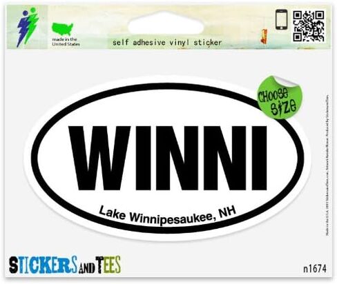 Winni Lake Winnipesaukee Oval Vinyl Car Bumper Window Sticker 3" x 2" in Saudi Arabia
