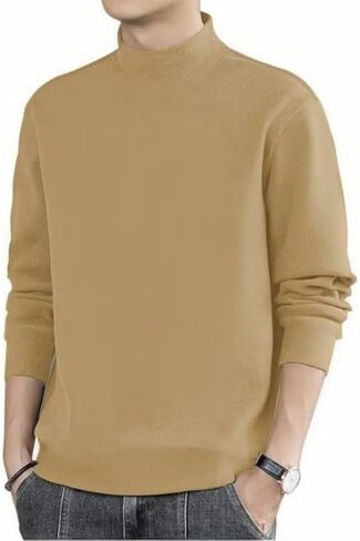 Tshirt for Men Mock Turtleneck Long Sleeve Thermal T Shirt Fall Pullover Fleece Sweater Resistant Slim Fit Undershirts in Saudi Arabia