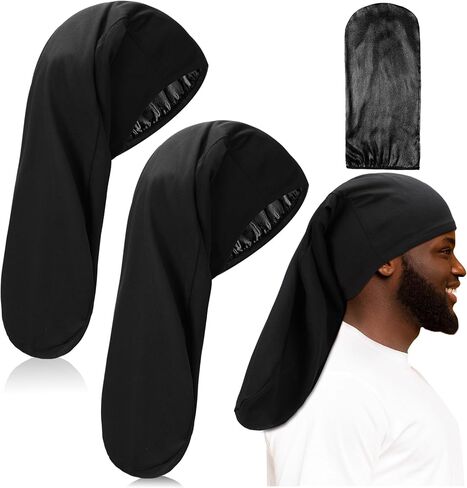 Tatuo 2 قطع الساتان اصطف للجنسين جامبو Dreadlock قبعة طويلة الفزع الشعر رئيس التفاف غطاء النوم إكسسوارات الشعر النوم بونيه in Saudi Arabia