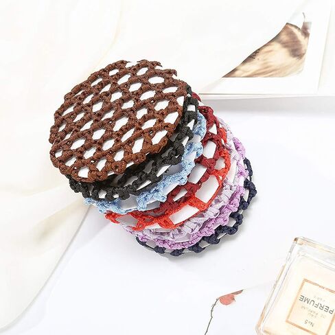 lasenersm 12 Pieces Hair Bun Cover Snood Hair Net Handmade Knit Mesh Fabric Hair Bun Net for Women Ballet Dance Skating Assorted Color (Send by Random) in Saudi Arabia