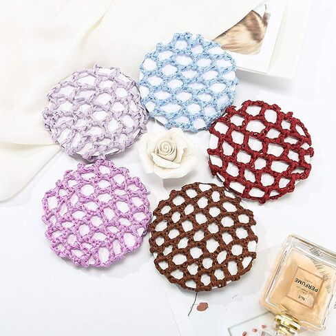 lasenersm 12 Pieces Hair Bun Cover Snood Hair Net Handmade Knit Mesh Fabric Hair Bun Net for Women Ballet Dance Skating Assorted Color (Send by Random) in Saudi Arabia