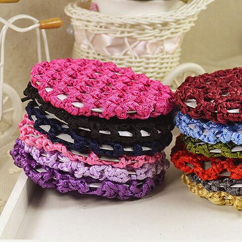 lasenersm 12 Pieces Hair Bun Cover Snood Hair Net Handmade Knit Mesh Fabric Hair Bun Net for Women Ballet Dance Skating Assorted Color (Send by Random) in Saudi Arabia