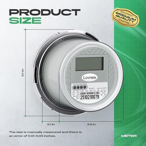 RV Digital Electric Meter,120V 2 Wire kWh Watt Power Meter with LCD Display,CL200 Energy Monitoring submeter for Residential Home Use,TA30 Current Measurement,Compatible with 4 Jaw Meter Sockets in Saudi Arabia