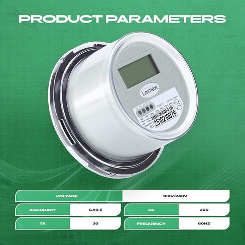 RV Digital Electric Meter,120V 2 Wire kWh Watt Power Meter with LCD Display,CL200 Energy Monitoring submeter for Residential Home Use,TA30 Current Measurement,Compatible with 4 Jaw Meter Sockets in Saudi Arabia