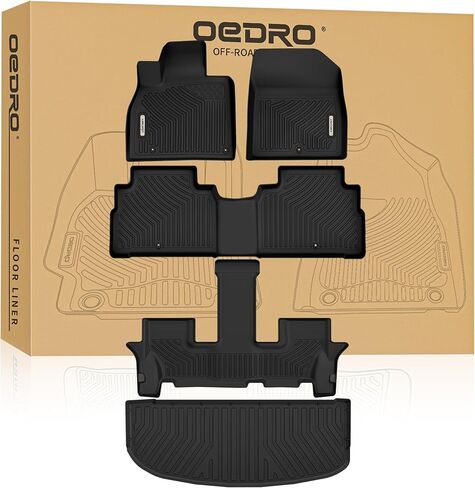 OEDRO Floor Mats Full Mat Set Fit for Kia Telluride 2020-2025, Custom Fit TPE All Weather Floor Liners for Kia Telluride EX SX Accessories, Odorless Anti-Slip Back Seat Protector Full Mat Set in Saudi Arabia