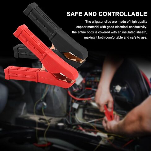 2PCS Power Replacement Battery Alligator Clips Jumper Cable Clamps Welder Clips Crocodile Heavy Duty Clamps Pure Copper 500A Car Battery Charger for Automotive Car Vehicle Boat in Saudi Arabia