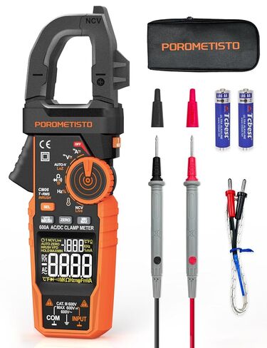 POROMETISTO مقياس المشبك مع مصباح يدوي، CM06Pro المشبك المتعدد، T-RMS 6000 التهم 1000A أمبير متر مع VFD، LOZ، NCV، AC / DC الجهد الحالي، استمرارية السعة تردد مقاومة درجة الحرارة in Kuwait
