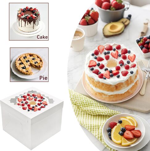 Hzzycaxli 10pcs Cake Boxes 12 Inch,12x12x10in Tall Cake Boxes with Window,10in 12in White Bakery Boxes with Lids,Large Baking Boxes,Square Bakery Boxes for Multi-Layer Cakes in Saudi Arabia