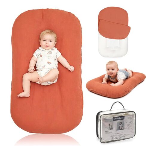 Baby Lounger - Snuggle Me Indist Lounger for Newborns | وسادة وقت مستيقظ ، ناعمة ومحمولة ، هدية أساسية- أبيض (شملت غطاء التسكع) in Kuwait