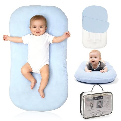 Baby Lounger - Snuggle Me Indist Lounger for Newborns | وسادة وقت مستيقظ ، ناعمة ومحمولة ، هدية أساسية- أبيض (شملت غطاء التسكع) in Kuwait