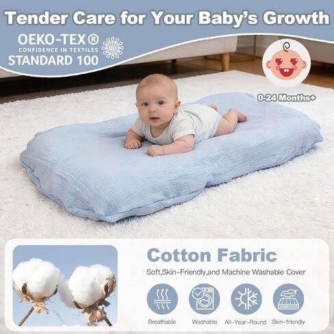 Baby Lounger - Snuggle Me Indist Lounger for Newborns | وسادة وقت مستيقظ ، ناعمة ومحمولة ، هدية أساسية- أبيض (شملت غطاء التسكع) in Kuwait