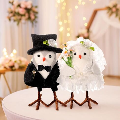 Blosssound 2 Pcs Wedding Gifts for Couples Bride and Groom Plush Bird Engagement Gifts for Newly Engaged Couples Groom to Bride Bird Figurines for Home Wedding Sweet Anniversary Day Table Decoration in Saudi Arabia