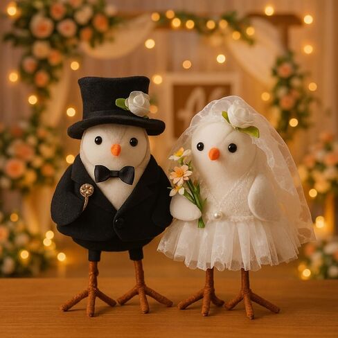 Blosssound 2 Pcs Wedding Gifts for Couples Bride and Groom Plush Bird Engagement Gifts for Newly Engaged Couples Groom to Bride Bird Figurines for Home Wedding Sweet Anniversary Day Table Decoration in Saudi Arabia