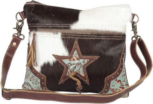 Myra Bags Star On Upcycled Canvas Shoulder Bag S-0946, Tan, Khaki, Brown, One_Size in Kuwait