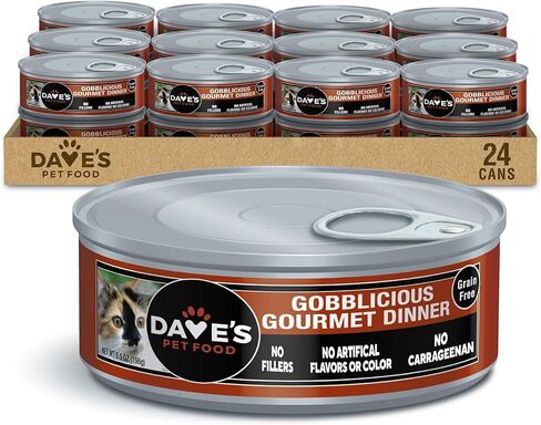 طعام القطط المعلب الرطب الخالي من الحبوب من Dave's Pet Food (باتي، جوبليشس جورميه)، صنع في الولايات المتحدة الأمريكية طعام القطط الرطب الصحي الطبيعي، الفيتامينات والمعادن المضافة، خالي من الحبوب، علب 13 أونصة (علبة تحتوي على 12) in Kuwait