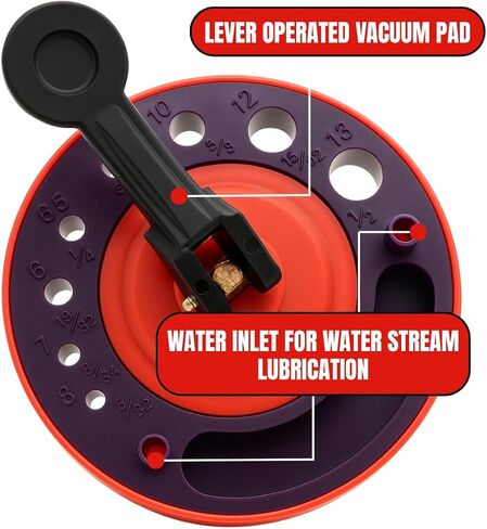 QUIX Drill Guide with Suction Back | 8 Metric & SAE Sizes | Water Lubrication System | For Tiles Surfaces | Horizontal/Vertical Usage | 4-3/8" (11.1 cm) Diameter | Ideal for Baths, Pools, Counters in Saudi Arabia