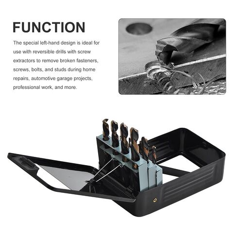 Left-Hand Drill-Bit Set, 15PCS High-Speed Steel Drills with Titanium Nitride Coating, Reverse-Twist Drill Bits with SAE Sizes in Saudi Arabia