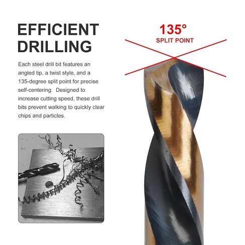 Left-Hand Drill-Bit Set, 15PCS High-Speed Steel Drills with Titanium Nitride Coating, Reverse-Twist Drill Bits with SAE Sizes in Saudi Arabia