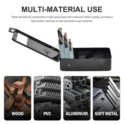 Left-Hand Drill-Bit Set, 15PCS High-Speed Steel Drills with Titanium Nitride Coating, Reverse-Twist Drill Bits with SAE Sizes in Saudi Arabia