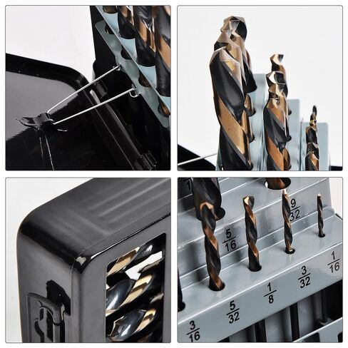 Left-Hand Drill-Bit Set, 15PCS High-Speed Steel Drills with Titanium Nitride Coating, Reverse-Twist Drill Bits with SAE Sizes in Saudi Arabia