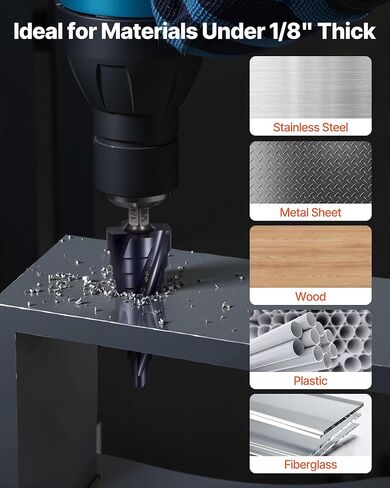 مجموعة رؤوس مثقاب VEVOR Step، 1/8-7/8 بوصة، 3 قطع لقم ثقب متدرج، ساق سداسية 1/4 بوصة، فولاذ عالي السرعة مطلي بكوبالت HSS من TiAlN، للمعادن والفولاذ المقاوم للصدأ والألومنيوم والخشب والبلاستيك والألياف الزجاجية in Saudi Arabia