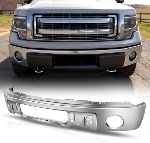 Auto Dynasty Front Bumper Impact Face Bar Compatible with 2009-2014 Ford F-150, with Fog Light Cutout, Non Fit Harley Davidson/Raptor Model, Painted Black in Saudi Arabia