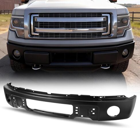 Auto Dynasty Front Bumper Impact Face Bar Compatible with 2009-2014 Ford F-150, with Fog Light Cutout, Non Fit Harley Davidson/Raptor Model, Painted Black in Kuwait