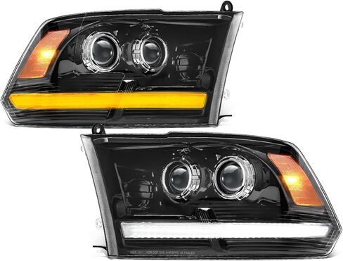 Partsam Full LED Headlights Assembly Compatible with 2009-2018 Ram 1500 2500 3500, DOT Approved Dual Projector Assembly Pair with Start Animation DRL Sequential Turn Signal Hi/Low Beam 6500K 12V IP67 in Kuwait