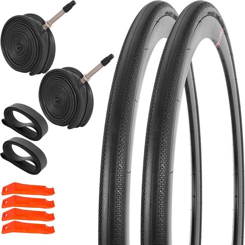 RUTU 2 Pack 700x23C Road Bike Tires Foldable - Presta Valve with 2 Rim Strips,Tire Levers - Fit for Cycle Race Road Racing Touring Bicycle Bike in Kuwait