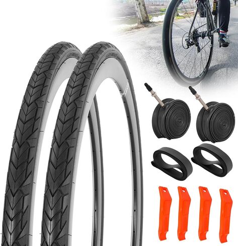 Rutu 2 Pack 700x23C Road Bike Pike Tires قابلة للطي - Presta Valve مع شريحة 2 حافة ، رافعات الإطارات - مناسبة لسباق سباق الدراجات جولة الدراجات جولة الدراجة in Kuwait