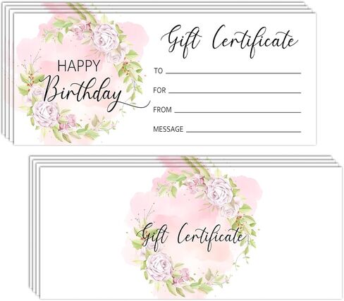 Blank Gift Certificates for Business Bule Watercolor Certificate Cards,Vouchers Coupon Card for Restaurant Salon Spa Wedding Birthday, 25 PCS 8x3.5 inches Card -07 in Saudi Arabia