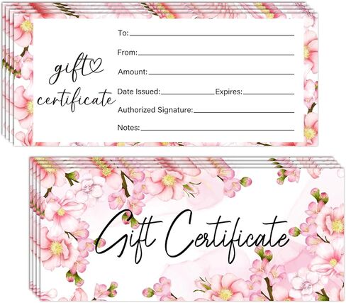 Blank Gift Certificates for Business Bule Watercolor Certificate Cards,Vouchers Coupon Card for Restaurant Salon Spa Wedding Birthday, 25 PCS 8x3.5 inches Card -07 in Saudi Arabia
