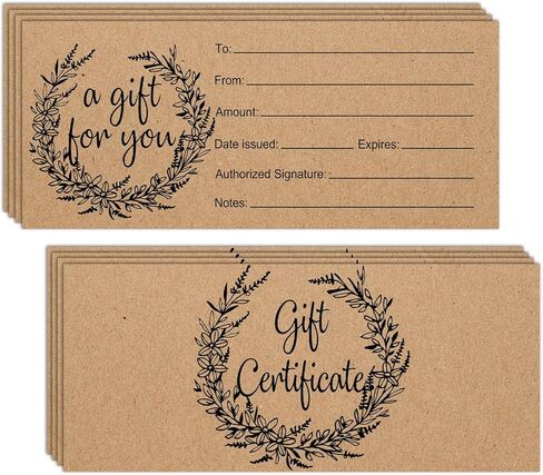 Blank Gift Certificates for Business Bule Watercolor Certificate Cards,Vouchers Coupon Card for Restaurant Salon Spa Wedding Birthday, 25 PCS 8x3.5 inches Card -07 in Saudi Arabia